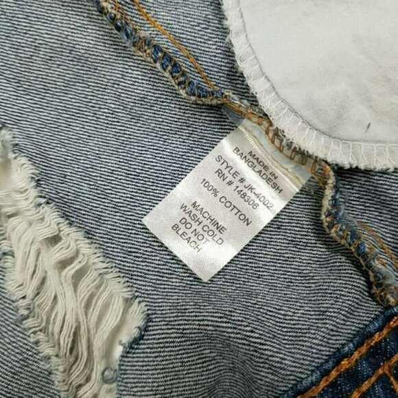 Blue Age denim jacket rainbow alien Jeans distressed Hippie boho Burning Man S/M - Picture 11 of 12